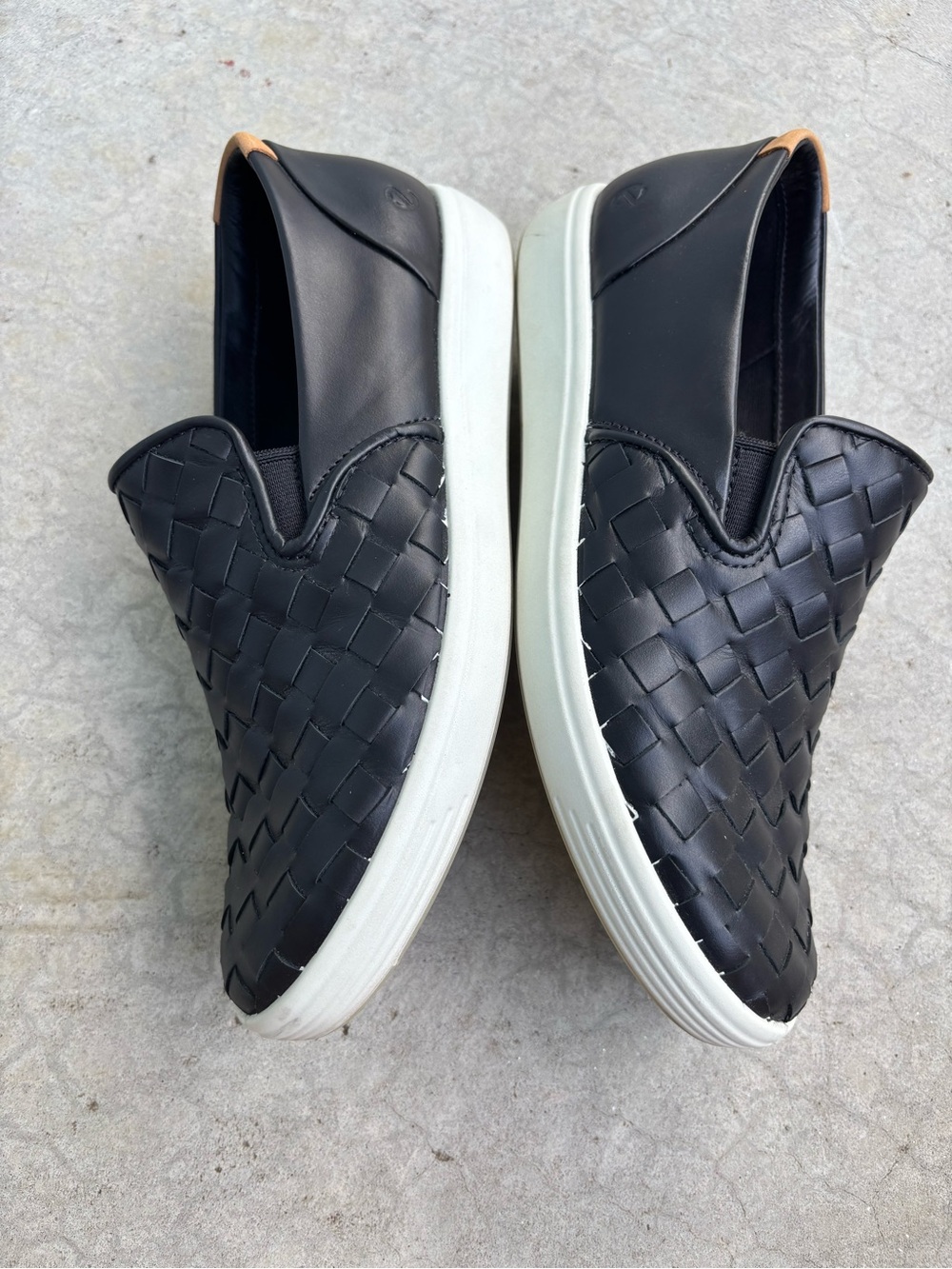 ECCO Soft 7 Woven Slip On Sneakers Black Leather Comfort Shoes Flats Euro 37 - Picture 7 of 10
